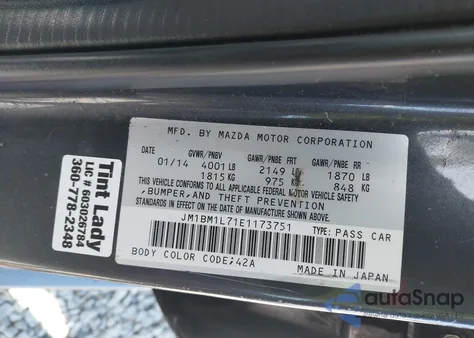 2014 Mazda Mazda3 I Touring z USA, uszkodzony, nr VIN JM1BM1L71E1173751